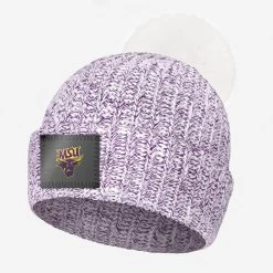 Minnesota State Mavericks White And Purple Speckled Pom Beanie (White Pom)