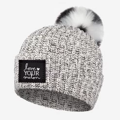 Black Speckled Pom Beanie (Panda Pom)
