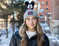 Mickey Mouse Black Speckled Love Pom Beanie -Love Your Melon Mickey Mouse Black Speckled Love Pom Beanie 3 Model Crop