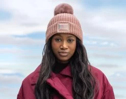 Misty Rose Cloud Pom Beanie -Love Your Melon Misty Rose Cloud Pom Beanie Model Crop