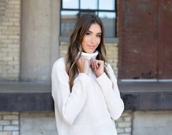 White Speckled Knit High Cowl Sweater -Love Your Melon N5A8500 01caa1d3 79d2 4f32 bc44 fb96477c37d1