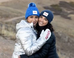 NASA White Leather Mittens With Royal Blue Knit Liner -Love Your Melon NAS