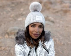 NASA Silver Brushed Metallic Pom Beanie -Love Your Melon NASA Silver Brushed Metallic Pom Beanie Model Crio