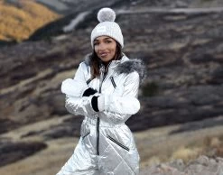 NASA White Mittens With Silver Liner -Love Your Melon NASA White Mittens with Silver Liner 2 Model Crop