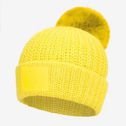 Neon Yellow Monochrome Jelly Patch Pom Beanie