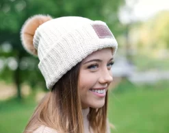 White Speckled Pom Beanie (Natural Pom) -Love Your Melon Natural NPom bef372fb 4acd 4933 9a7e fe39730df84a