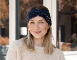 Navy And White Speckled Criss-Cross Headband 5 Navy And White Speckled Criss-Cross Headband -Love Your Melon Navy Speckled Criss Cross Headband Knit Accessories