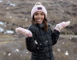 Pink Space Dye Mittens -Love Your Melon Pink Space Dye Pom Beanie Model Crop 5ef3cf10 0bdf 497c 817c d6adf938771f