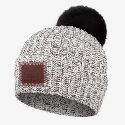 Black Speckled Pom Beanie (Black Pom)