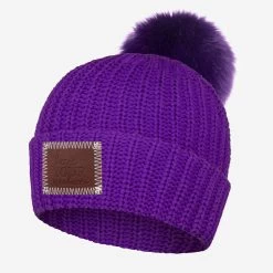 Purple Pom Beanie (Deep Purple Pom)