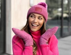 Rose And White Speckled Mittens 7 Rose And White Speckled Mittens -Love Your Melon Rose and White Speckled Mittens 2 Model Crop