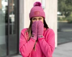 Rose And White Speckled Mittens 6 Rose And White Speckled Mittens -Love Your Melon Rose and White Speckled Mittens Model Crop