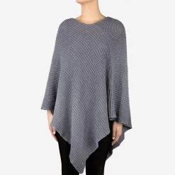 Light Charcoal Metallic Silver Yarn Knit Shawl