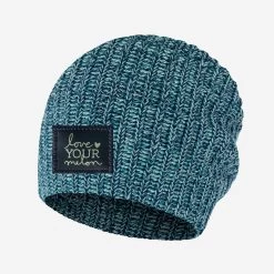 Navy, Light Teal And Seafoam Speckled Beanie