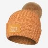 Mustard Yellow And Burnt Orange Speckled Pom Beanie
