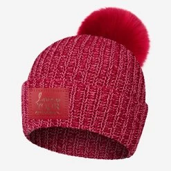Crimson And Pink Speckled Pom Beanie