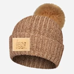 Hemp And Mocha Speckled Pom Beanie