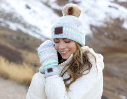 Seafoam Space Dye Mittens -Love Your Melon Seafoam Space Dye Mittens Model Crop