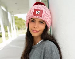 Wisconsin Badgers Red Speckled Pom Beanie -Love Your Melon WisconsinPOM
