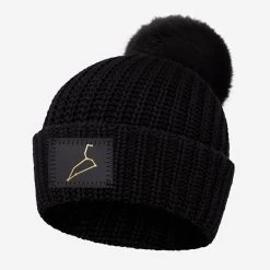 Leo Constellation Black Pom Beanie