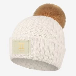 Gemini Zodiac Natural Pom Beanie