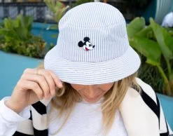 Mickey Mouse Black Seersucker Bucket Hat -Love Your Melon blackseersuckermickey